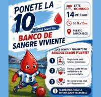 El Hospital Zonal lanza el Banco de Sangre Viviente este domingo en el Puerto San Carlos