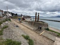 Obras en Puerto San Carlos: vereda, cordón y playón de estacionamiento